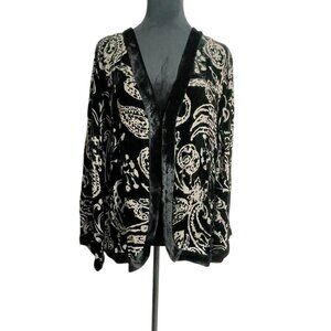 Cocoon House Size L XL  Top Blouse Kimono Cardigan Velvet Mixed Media Boho Art